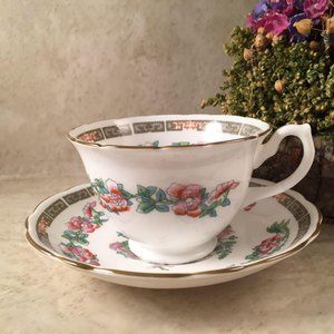 Flat Cup & Saucer Set Royal Doulton Floradora Gree